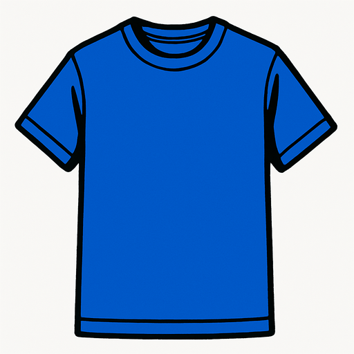 Blue T-shirt.
High contrast.  No shadows