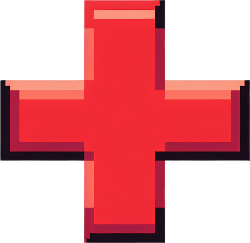 pixel art of a red cross out.
Single Game Texture. In-Game asset. 2d. Blank background. High contrast. No shadows.