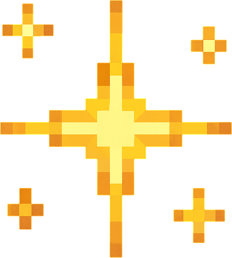 2d pixel art sparkle.
In-Game asset.  2d.  High contrast.  No shadows
