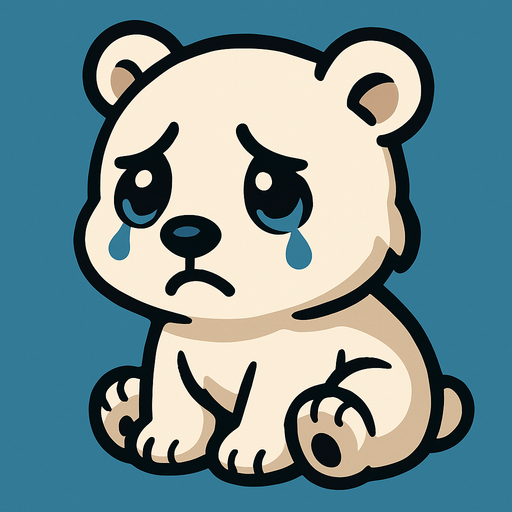 Sad baby polar bear.
In-Game asset.  2d.  High contrast.  No shadows