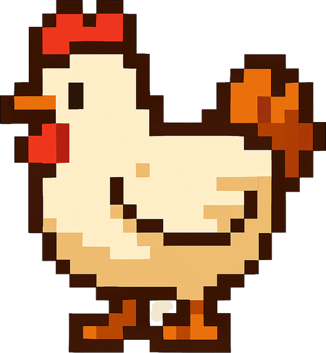 pixel art chicken.
In-Game asset.  2d.  High contrast.  No shadows