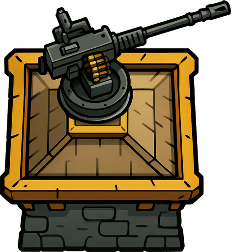 kuş bakışı silahlı kule..
In-Game asset.  2d.  High contrast.  No shadows