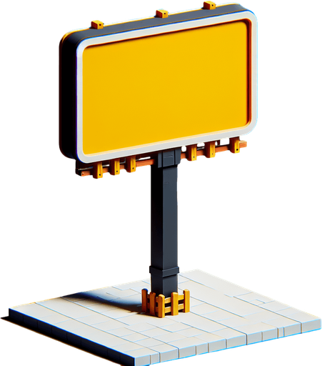 Ad billboard.
Single Game Texture.  In-Game asset.  2d.  Blank background.  High contrast.  No shadows