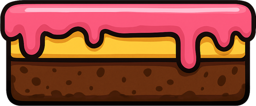 lateral view of a flat cake in rectangular platform shape for a platformer game.
In-Game asset.  2d.  High contrast.  No shadows