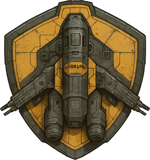 Shielded Vanguard spaceship top view.