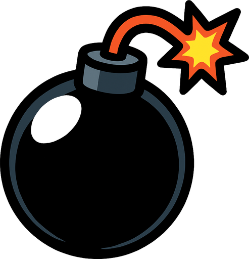 2D golgesiz bir bomba.
In-Game asset.  2d.  High contrast.  No shadows