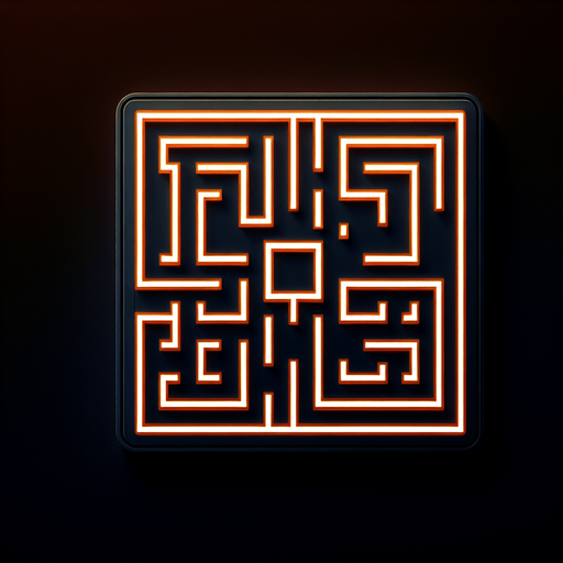 Playable maze with orange lines. at black background..
Single Game Texture. In-Game asset. 2d. Blank background. High contrast. No shadows.
