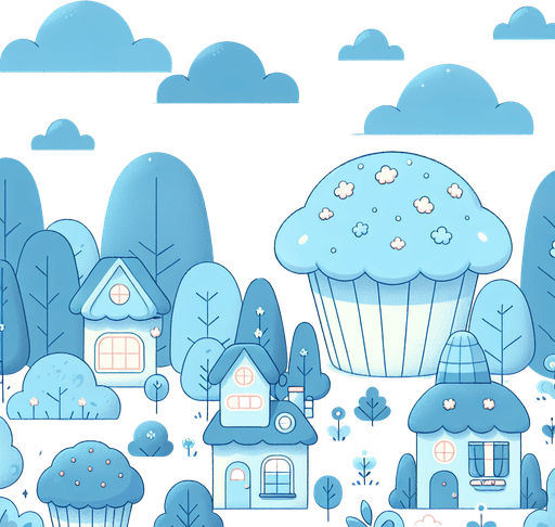 Simple and beautiful Muffin World..
2d background picture, simple, minimalistic, cute, Pastellfarben, blue
