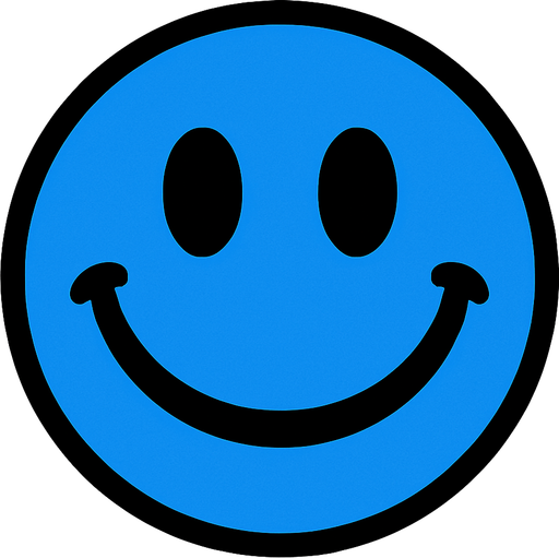 Blue smiley ball.
In-Game asset.  2d.  High contrast.  No shadows