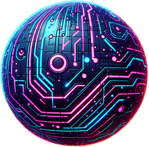 neon colored cyberpunk round electricity.
Single Game Texture. In-Game asset. 2d. Blank background. High contrast. No shadows.