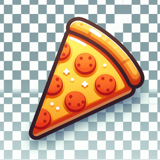 a slice of pizza on a transparent background, predominantly orange. Slice of pizza.
Single Game Texture. In-Game asset. 2d. Blank background. High contrast. No shadows.