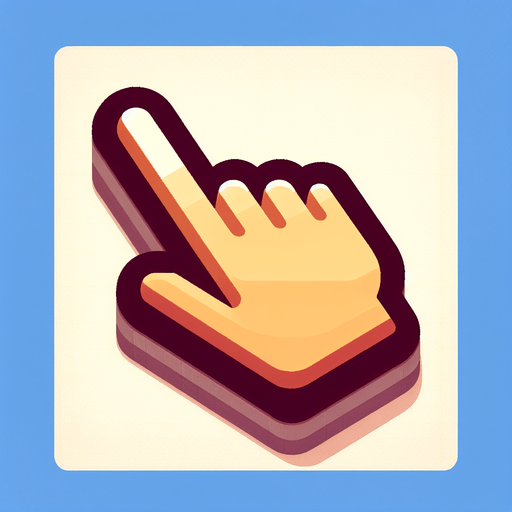 курсор, указывающий палец руки.
Single Game Texture. In-Game asset. 2d. Blank background. High contrast. No shadows.