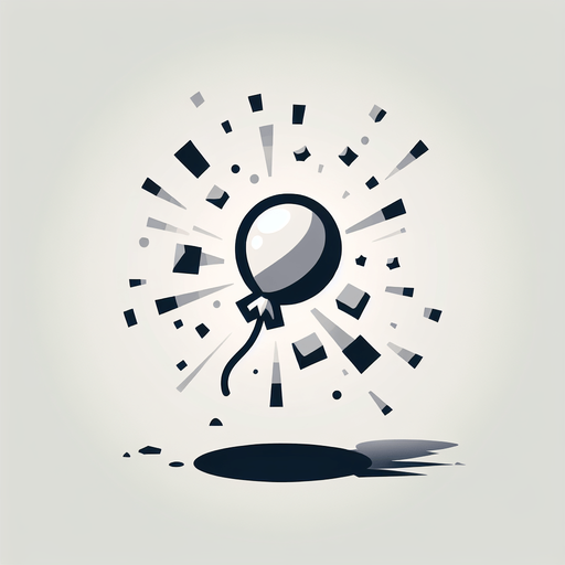 Simple Ballón pop.
Single Game Texture.  In-Game asset.  2d.  Blank background.  High contrast.  No shadows