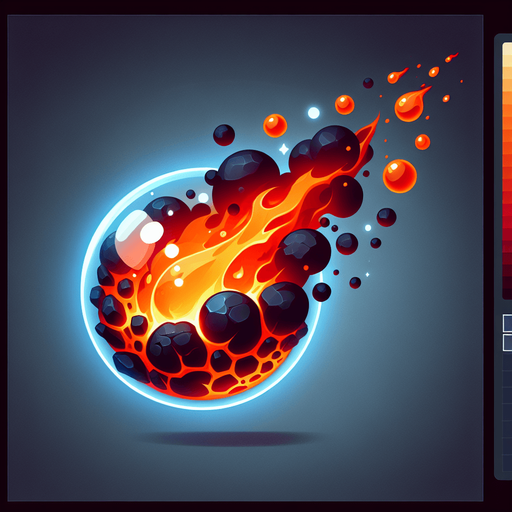 flying  lava bubble.
Single Game Texture. In-Game asset. 2d. Blank background. High contrast. No shadows.