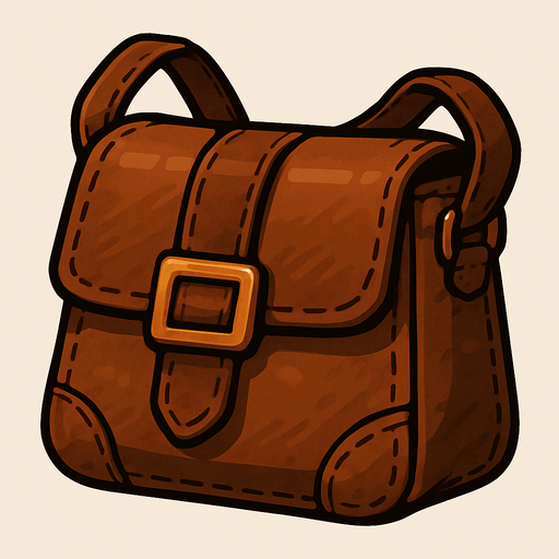 deri çanta.
In-Game asset.  2d.  High contrast.  No shadows