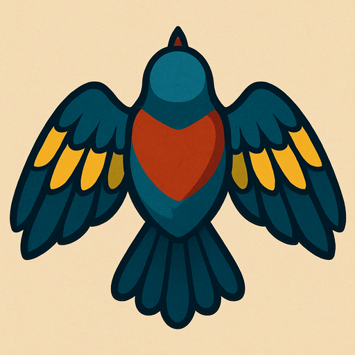 kuş bakışı bird.
In-Game asset.  High contrast.  No shadows