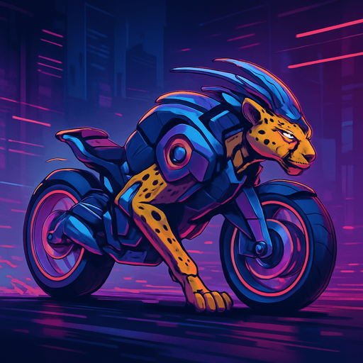 cyberpunk American anime koraidon Miraidon-esque motorcycle animal futuristic cheetah-meets-motorcycle