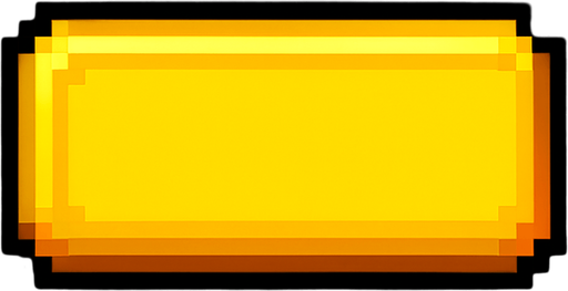 A yellow pixelart rectangle button..
In-Game asset.  2d.  High contrast.  No shadows