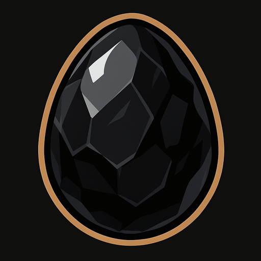 A Obsidian egg.
In-Game asset.  2d.  High contrast.  No shadows
