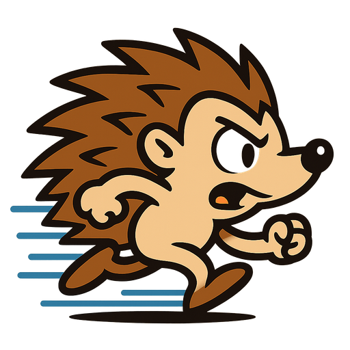 hedgehog running fast meme.
In-Game asset.  2d.  High contrast.  No shadows