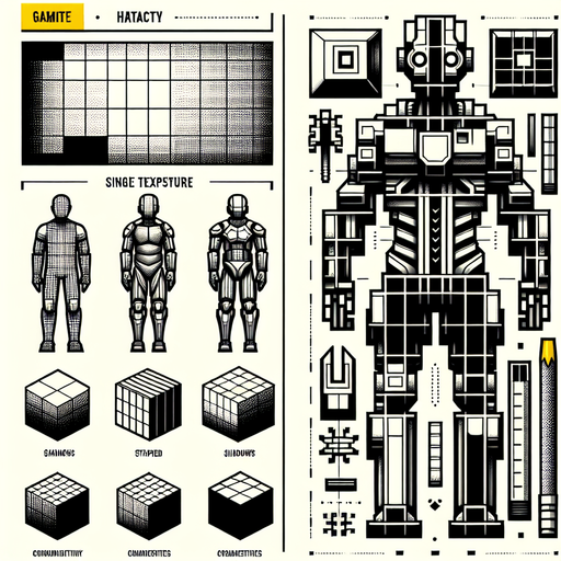 A player with human body but structure like block.
Single Game Texture. In-Game asset. 2d. Blank background. High contrast. No shadows.