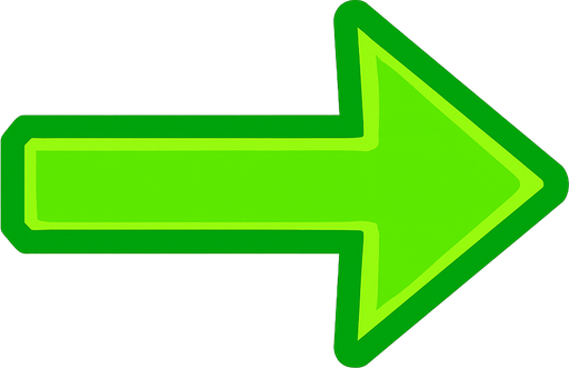 a Bright Green weapon arrow pointing horizontally. transparent
In-Game asset.  2d.  High contrast.  No shadows