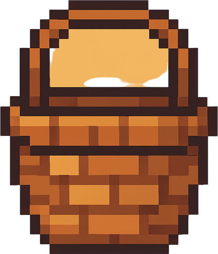 a pixel art of a basket.
In-Game asset.  2d.  High contrast.  No shadows