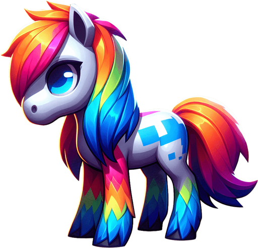 pony.
Single Game Texture. In-Game asset. 2d. Blank background. High contrast. No shadows.
