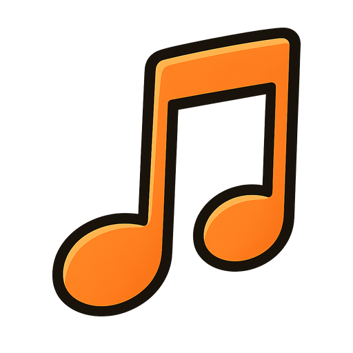 music nota orange.
In-Game asset.  2d.  High contrast.  No shadows