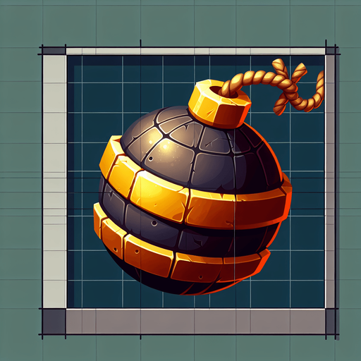 Bomb for pop game.
Single Game Texture. In-Game asset. 2d. Blank background. High contrast. No shadows.