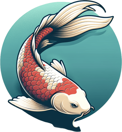A realistic koyfish swiming to the right.
Single Game Texture. In-Game asset. 2d. Blank background. High contrast. No shadows.