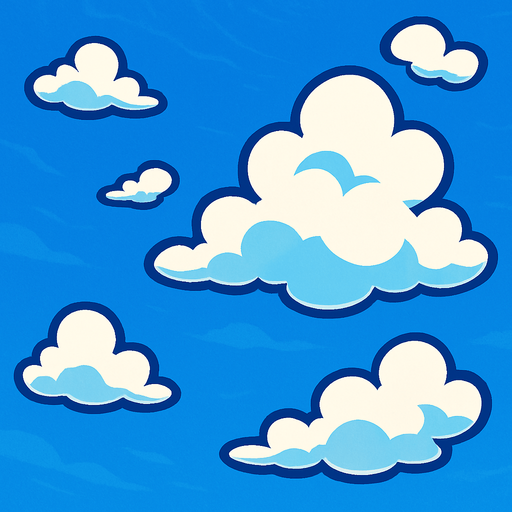 A blue sky with some clouds.
In-Game asset.  High contrast.  No shadows
