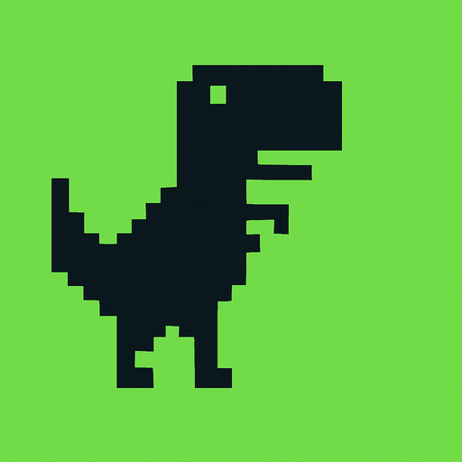 T rex 8bit.
In-Game asset.  2d.  High contrast.  No shadows