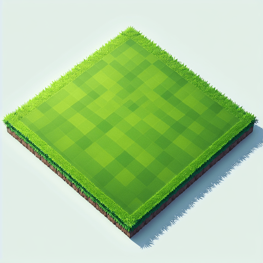 top view of a beautiful and lush clean ans straight lawn square.
Video game style