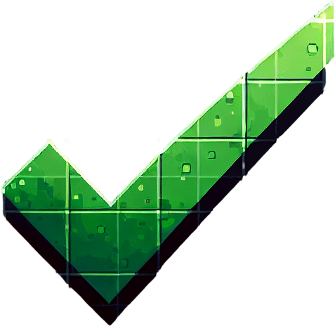 A green check mark on a dark background.
Single Game Texture. In-Game asset. 2d. Blank background. High contrast. No shadows.