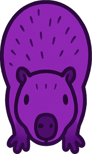 purple capybara top view.
In-Game asset.  2d.  High contrast.  No shadows