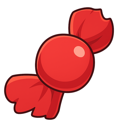 red shiny candy. No background. Transparent background. Blank background. No shadows. 2d. In-Game asset. flat