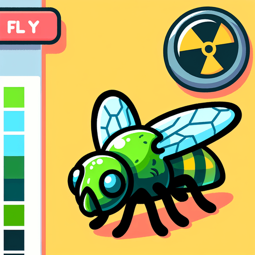 Cartoon. Green nuclear toxic fly
Single Game Texture. In-Game asset. 2d. Blank background. High contrast. No shadows.