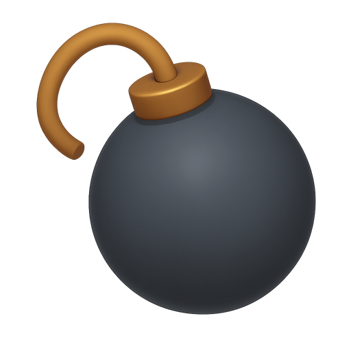 Bomb. No background. Transparent background. Blank background. No shadows. 3d. In-Game asset. flat