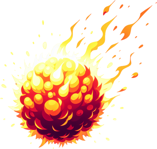 Fireball.
Single Game Texture. In-Game asset. 2d. Blank background. High contrast. No shadows.