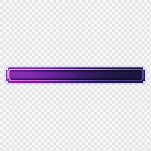A minimalist horizontal pixel art timeline bar, 2048x40 resolution, designed for a lo-fi rhythm pixel game. The bar is sleek and thin, with subtle purple and violet tones, no numbers or markers. The style is consistent with a DJ-themed interface — soft glowing edges, pixel-perfect precision, and no background (transparent). The bar should feel modern yet retro, fitting into a dreamy neon-lit rhythm game UI..
In-Game asset.  2d.  High contrast.  No shadows