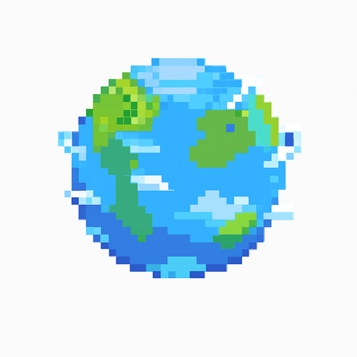 yalnızca pixel dünya kalacak, oyundaki düşman yerine bu görseli kullanacağım. yalnızca bu dünya kalsn pixel şekilde ve arka planı kaldır yani dünya dılındaki her şeyi kaldır