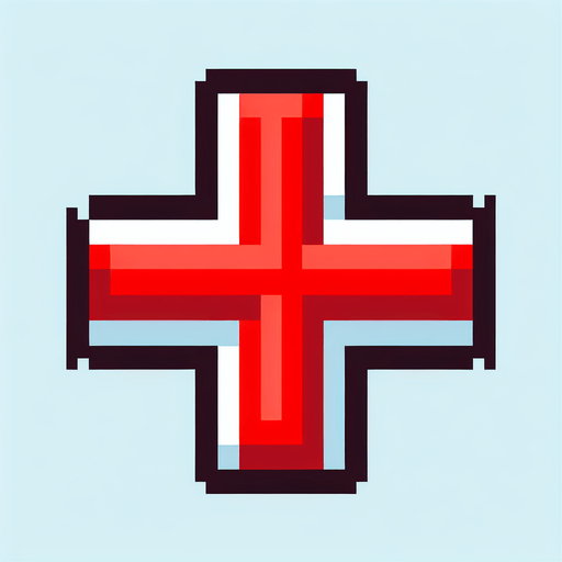 pixel art of a red cross out.
Single Game Texture. In-Game asset. 2d. Blank background. High contrast. No shadows.