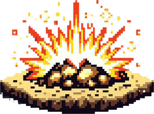 Single Game Texture. In-Game asset. 2d. Blank background. High contrast. No shadows. Pixel art in a SNES style that looks like something from castlevania. A ground explosion effect like something is coming out of the ground