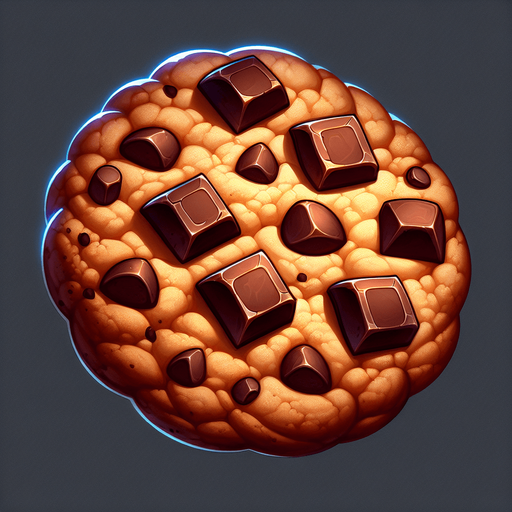 Chocolate chip cookie.
Single Game Texture.  In-Game asset.  2d.  Blank background.  High contrast.  No shadows