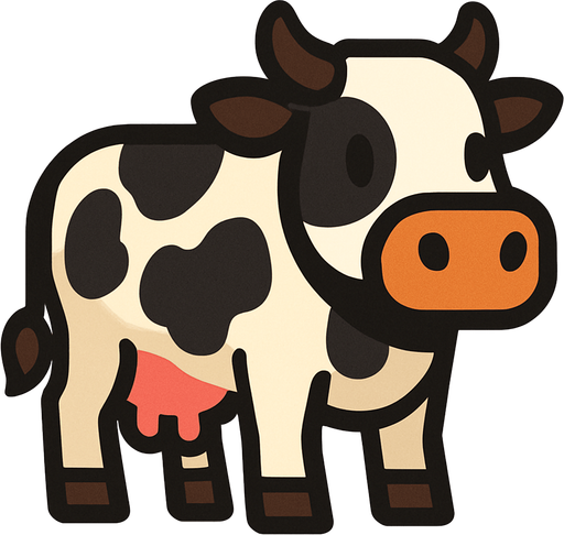 Make a cow.
In-Game asset.  2d.  High contrast.  No shadows