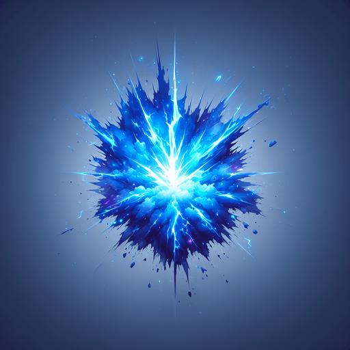 blue thunder explosion.
Single Game Texture.  In-Game asset.  2d.  Blank background.  High contrast.  No shadows