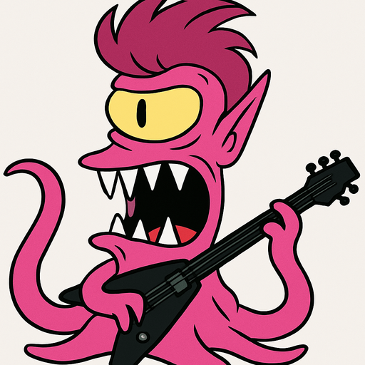 Make my character pink and make him have rock hair and a rock guitar