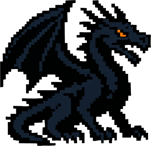 DARK DRAGON PIXEL.
In-Game asset.  2d.  High contrast.  No shadows