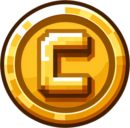 altın coin üstünde C yazsın.
Single Game Texture.  In-Game asset.  2d.  Blank background.  High contrast.  No shadows